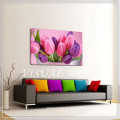 Impresión rosada hermosa de la lona de la decoración de la pared del tulipán Dropship